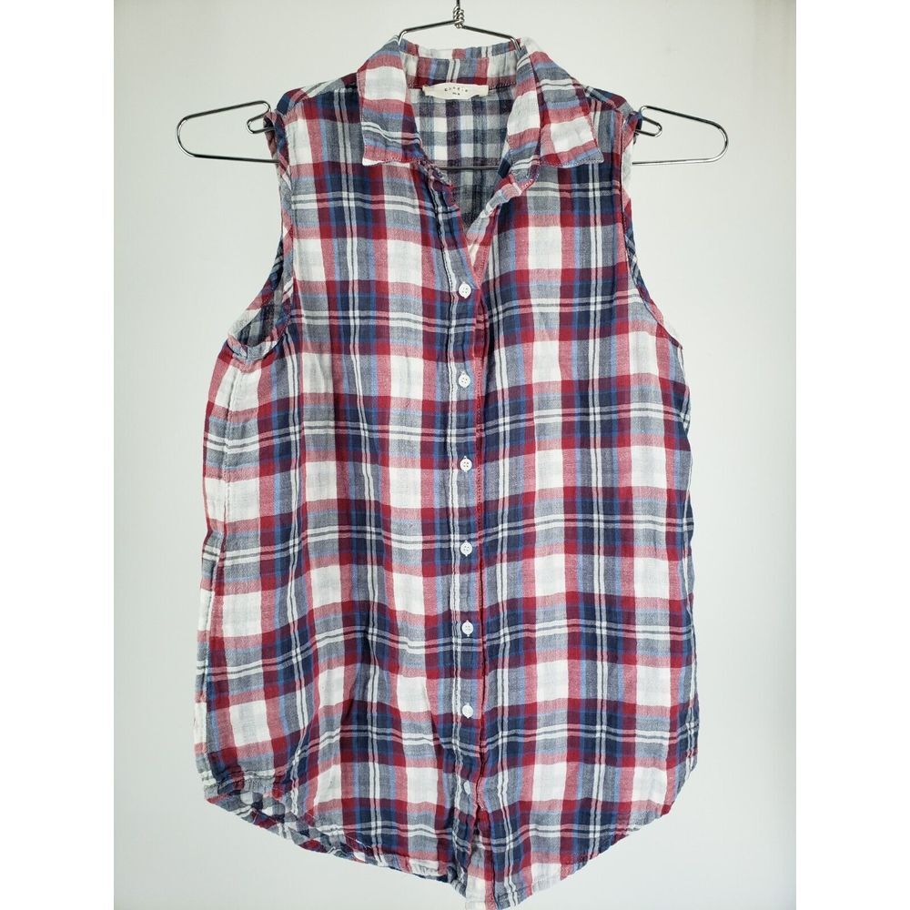 Elodie by Anthropologie Womens Medium Sleeveless Scoop Neck Lightweight Plaid